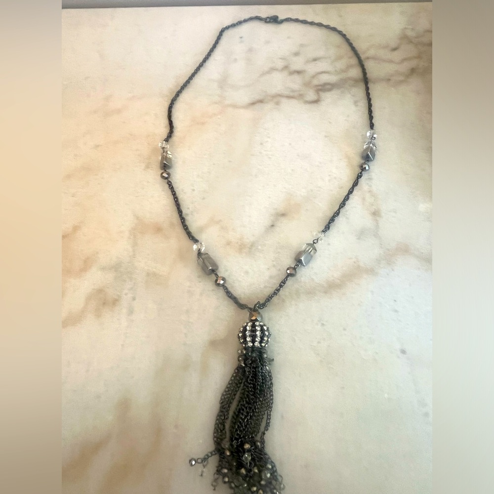 Loft Gunmetal Tassel Necklace